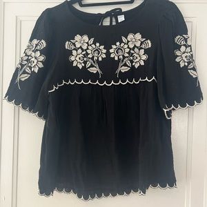 Black & White Embroidered Top